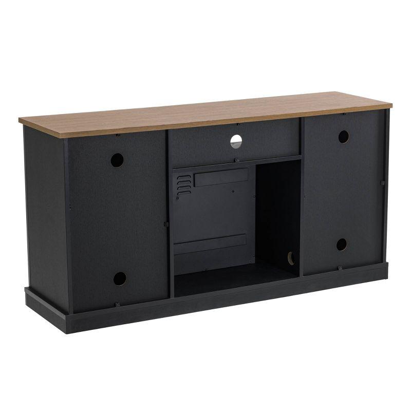 Electric Fireplace and TV Stand for TVs up to 60" Gray - Home Essentials: MDF Wood Composite, Nickel Hardware