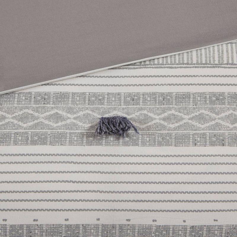 Ink+Ivy 3pc Full/Queen Cody Cotton Duvet Cover Set Gray/Navy: Woven Stripe, Lightweight, OEKO-TEX Certified