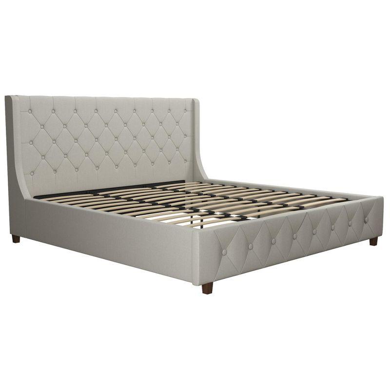 Light Gray Linen Tufted King Upholstered Bed with Metal Frame