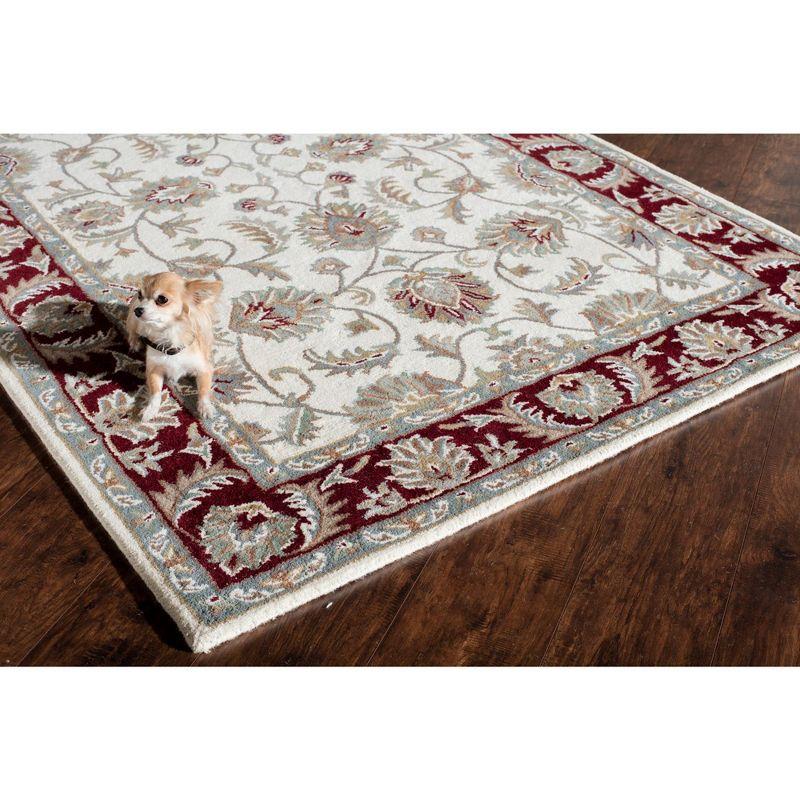 New Dynasty Oriental Ivory Burgundy Area Rug