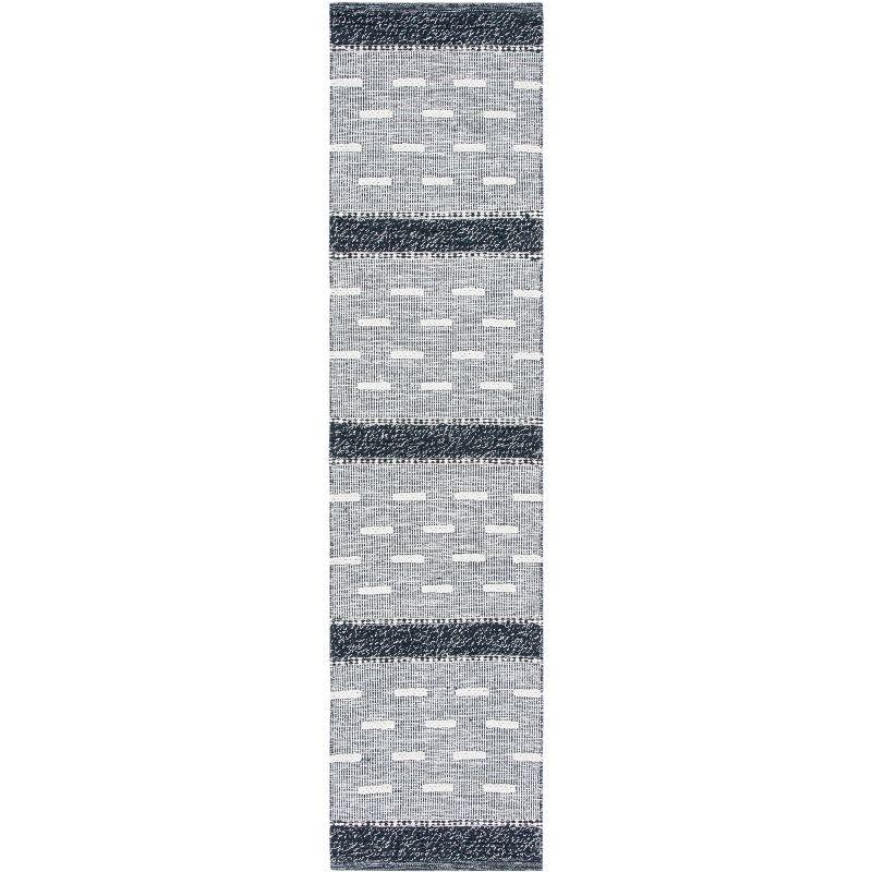 Striped Kilim STK518 Hand Woven Runner Rug - Black/Ivory - 2'3"x9' - Safavieh.