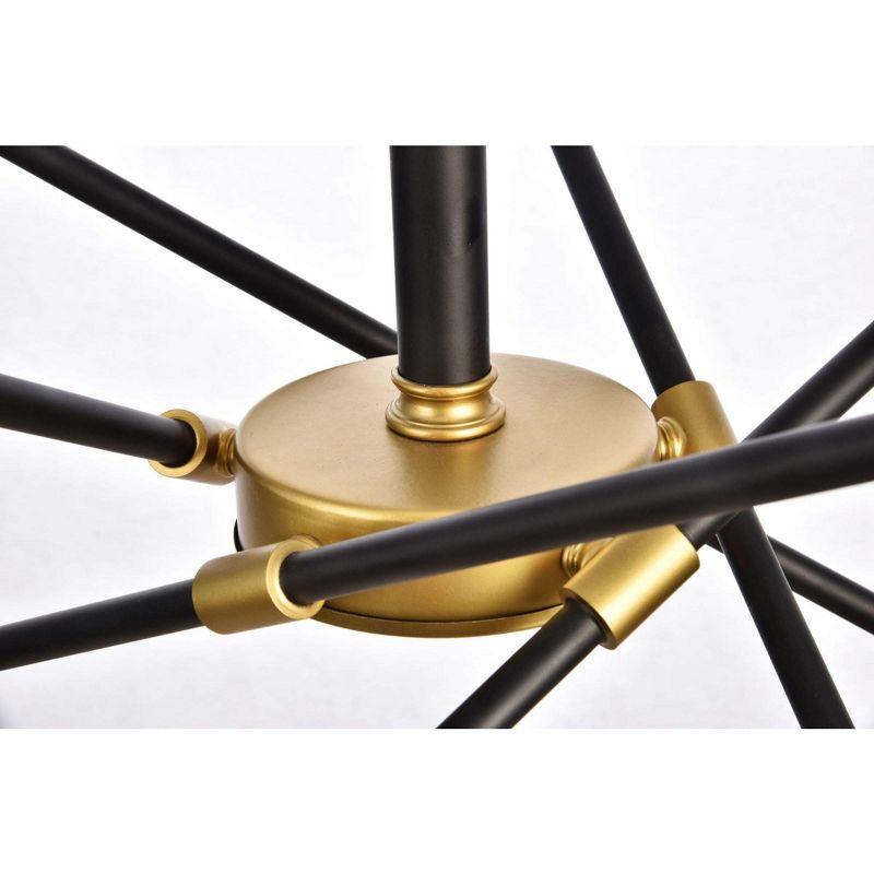 Elegant Lighting Axel Collection Chandelier D27.2 H32.5 Lt:10 Black and Brass Finish