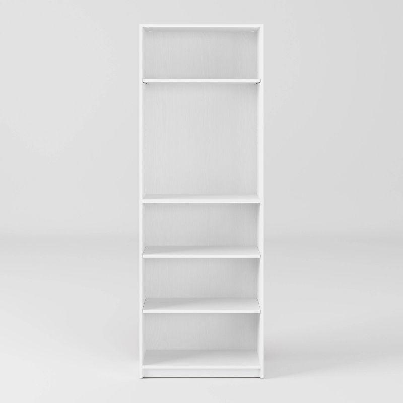 White Adjustable 5-Tier Wooden Bookshelf