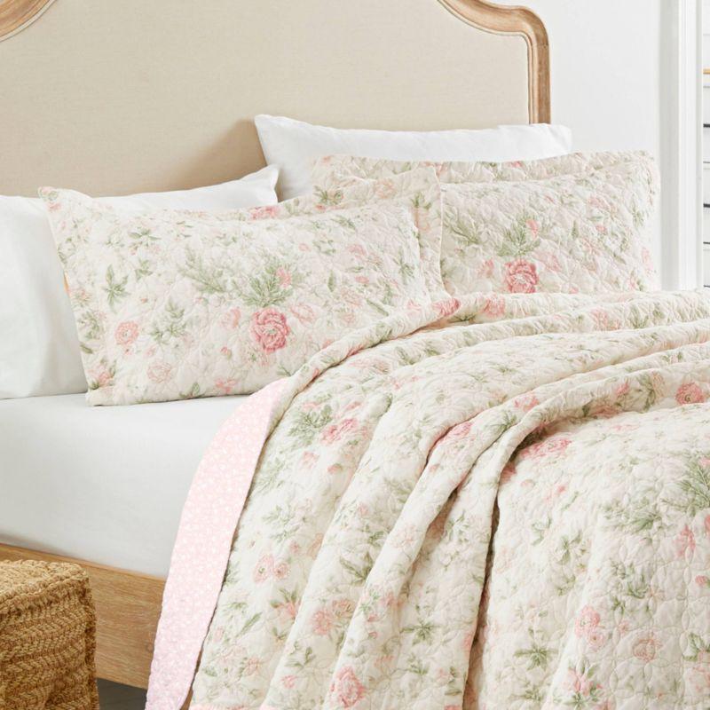 Laura Ashley Breezy Floral Quilt Sham Set Pink