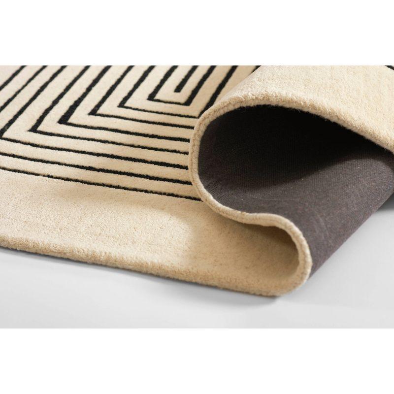 Momeni 3'6"x5'6" Simba Geometric Handtufted Area Rug White: Wool, Medium Pile, Indoor, Abstract Pattern, Rectangle