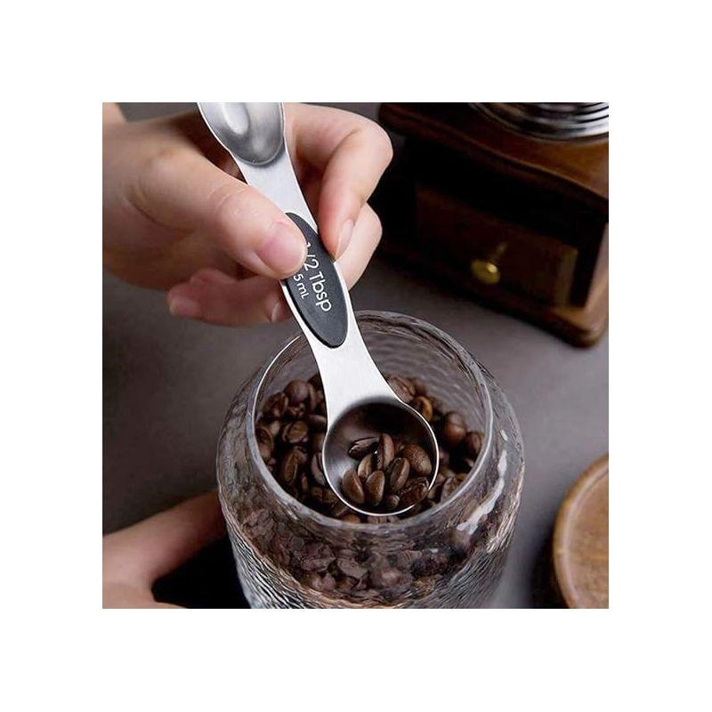 NutriChef 6-Piece Magnetic Measuring Spoon Set - Stainless Steel Stackable Dual Sided Nesting Teaspoon to Tablespoon