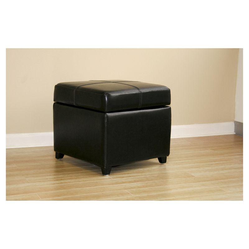 Full Leather Storage Cube Ottoman Black - Baxton Studio: Faux Leather, Wood Frame, No Assembly Required