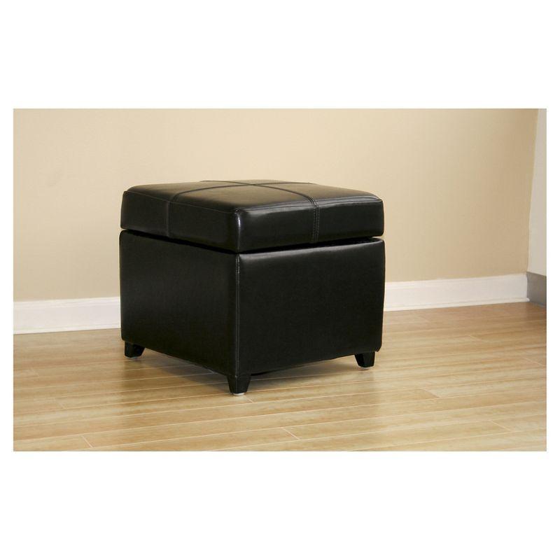 Full Leather Storage Cube Ottoman - Baxton Studio