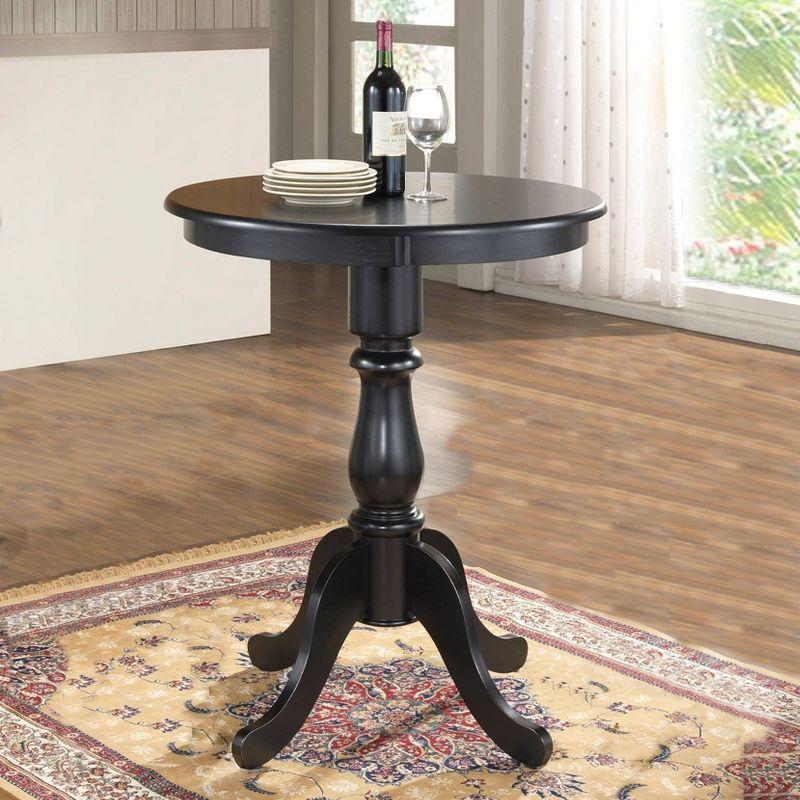 Carolina Living 30" Salem Round Pedestal Bar Table Antique Black: Scandinavian Style, MDF & Rubberwood