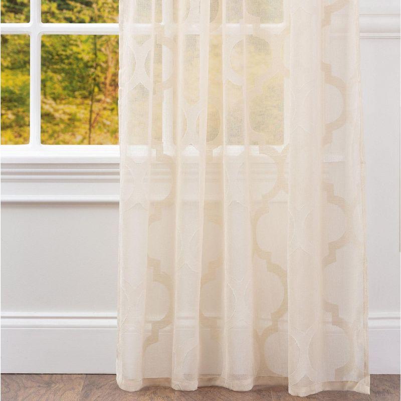 Chanasya 2pk Quatrefoil Voile Sheer Window Curtain Panels - Set of 2 - 52 x 63 Inches Long - Beige