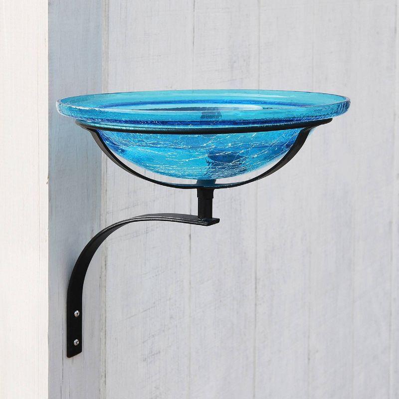 12.5" Reflective Crackle Glass Birdbath Bowl: No Assembly, Wall Bracket Included - Achla Designs