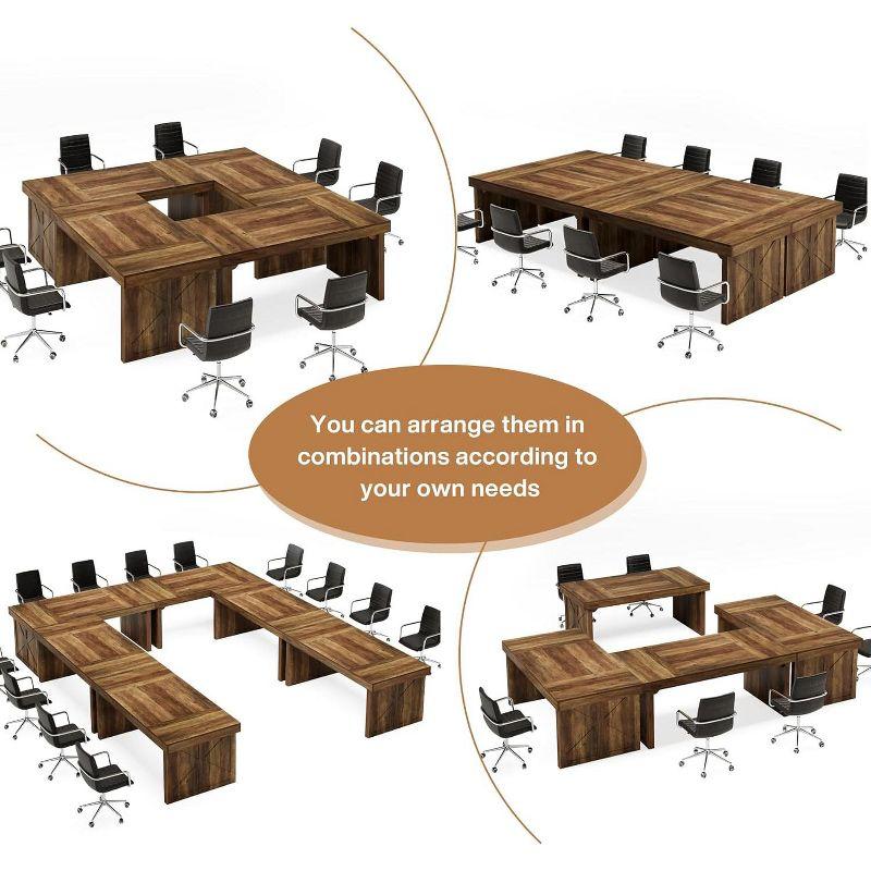 Tribesigns 63-Inch Executive Computer Desk, Industrial Writing Table with Solid Wooden Base for Home Office, Brown