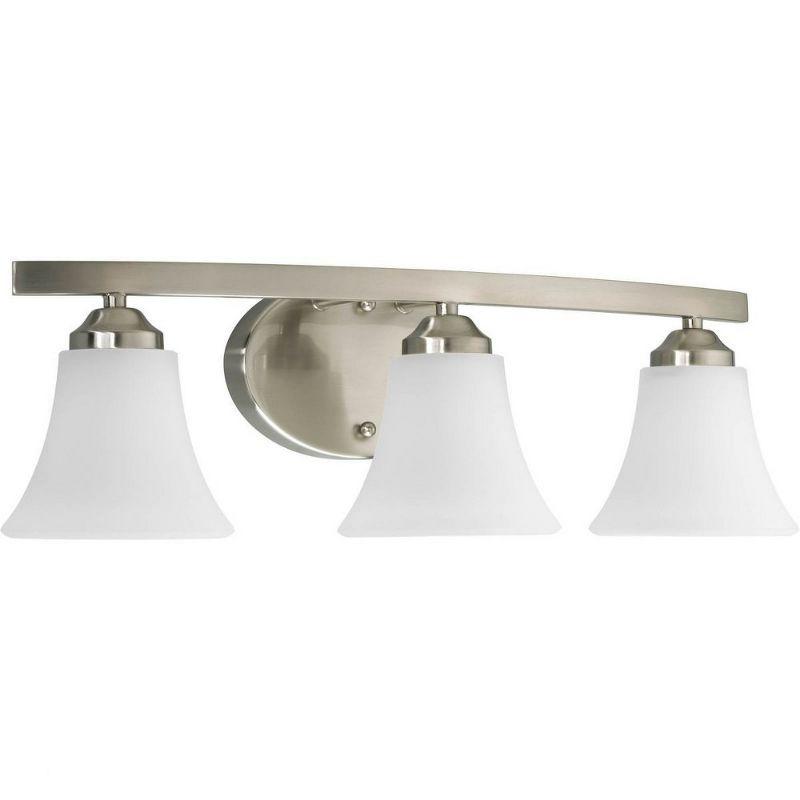 Progress Lighting Adorn Collection 3-Light Bath Fixture, Brushed Nickel, Etched Glass Shade