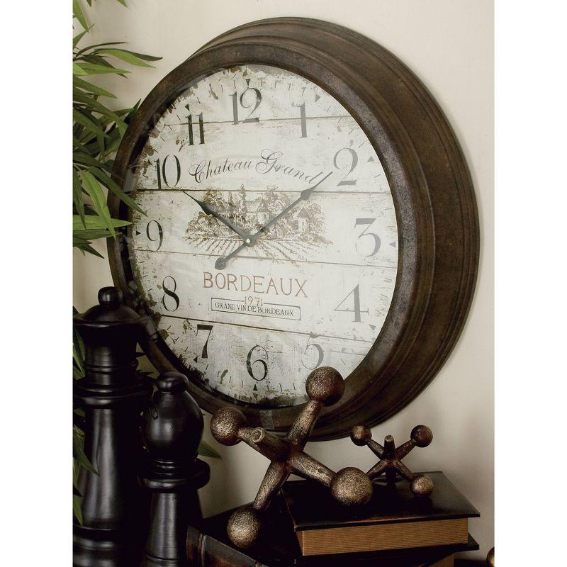 Vintage 23'' White and Brown Metal Wall Clock