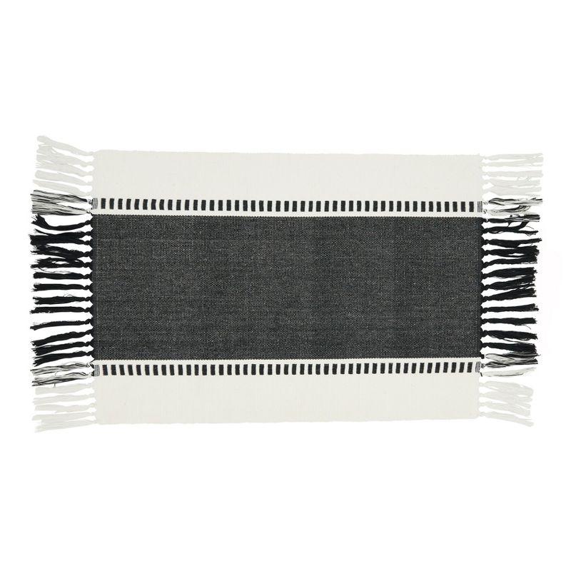 Black and White Tassel Trimmed Stripe Placemats, Set of 4