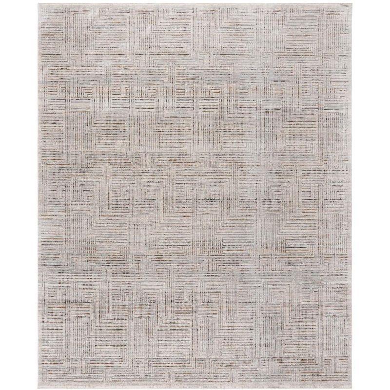 Elegant Ivory 8' x 10' Hand-Knotted Synthetic Area Rug