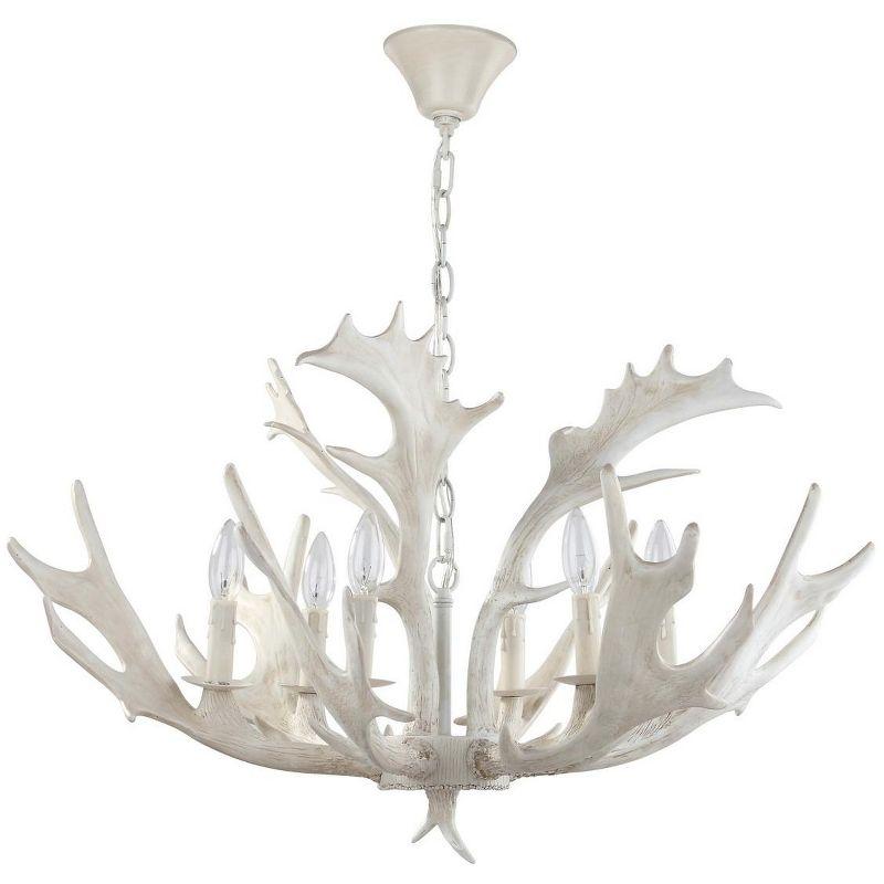 White Faux Antler 30-Inch Resin Chandelier