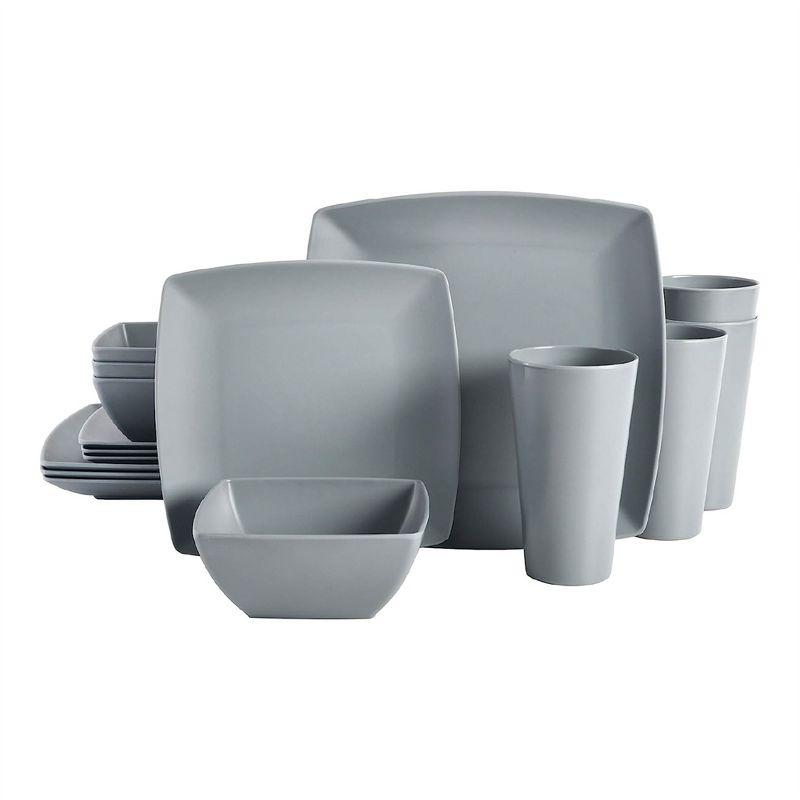 Gibson Home 16 Piece Melamine Dinnerware Set, Service for 4