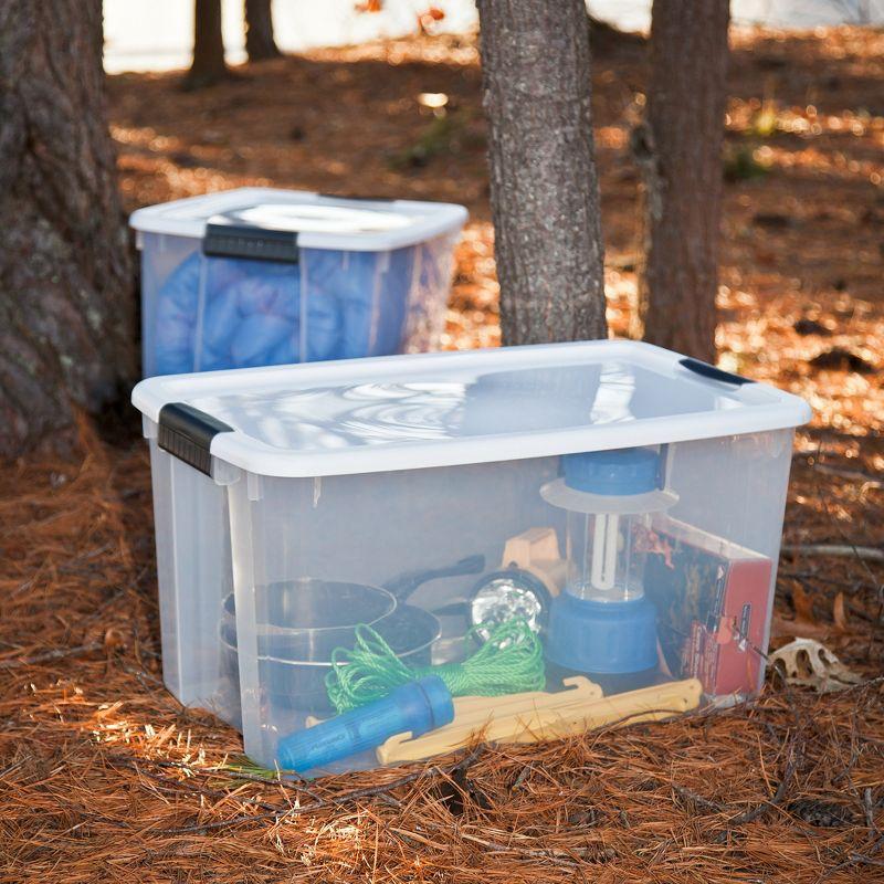 Sterilite Ultra Latch Box, Stackable Storage Bin with Lid, Plastic Container with Heavy Duty Latches to Organize, Clear and White Lid