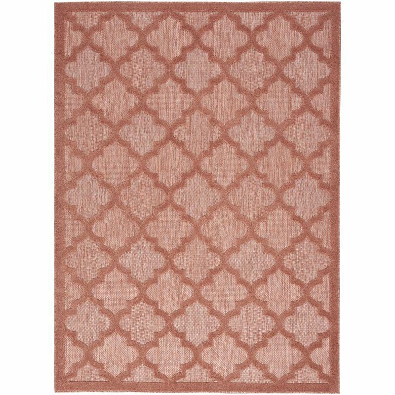 Nourison Easy Care Trellis Flatweave Indoor Outdoor Area Rug 6' x 9' Coral/Orange