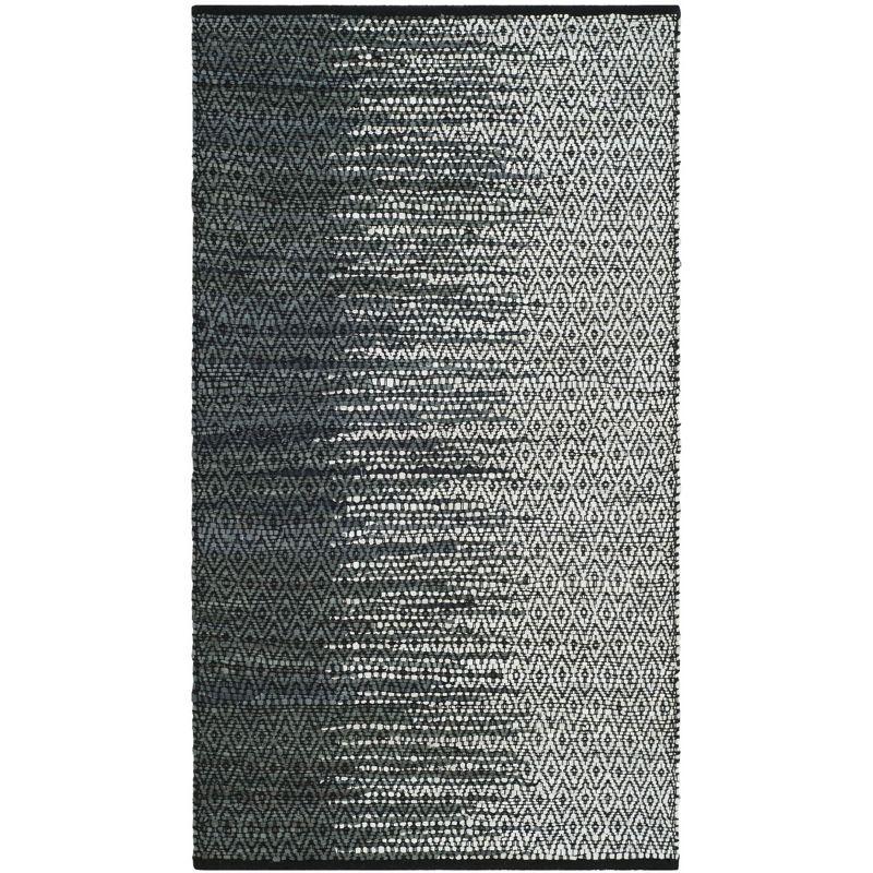 Vintage Leather VTL388 Hand Woven Indoor Accent Rug - Light Grey/Charcoal - 3'x5' - Safavieh