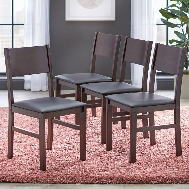 Buylateral 5pc Lucca Dining Set Brown : Rectangle Table, 4 Upholstered Chairs, Rubberwood Frame