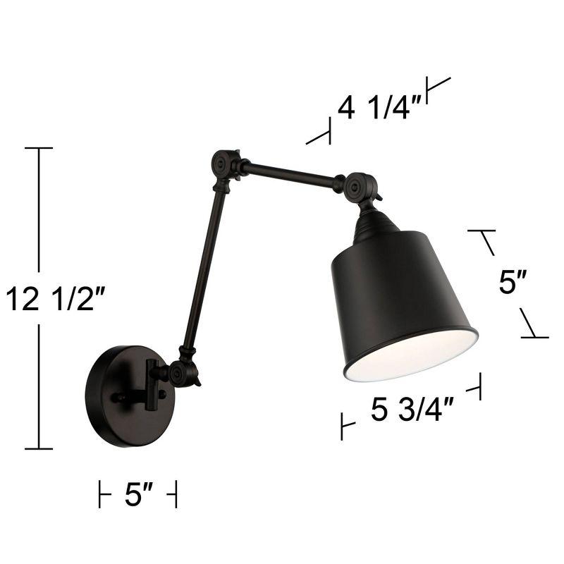 Black Metal Adjustable Swing Arm Wall Lamp