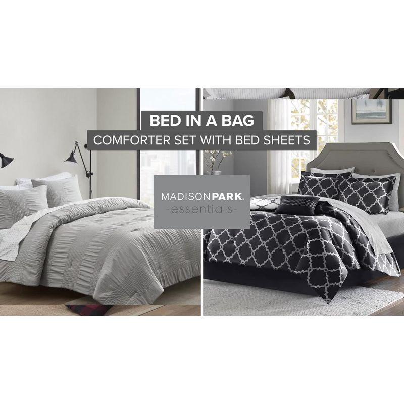 Aqua and Gray Reversible Microfiber Queen Bedspread Set