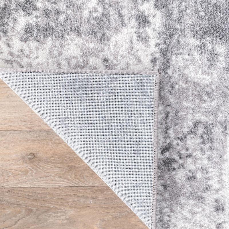 Reversible Distressed Abstract Gray 5' x 7' Synthetic Area Rug