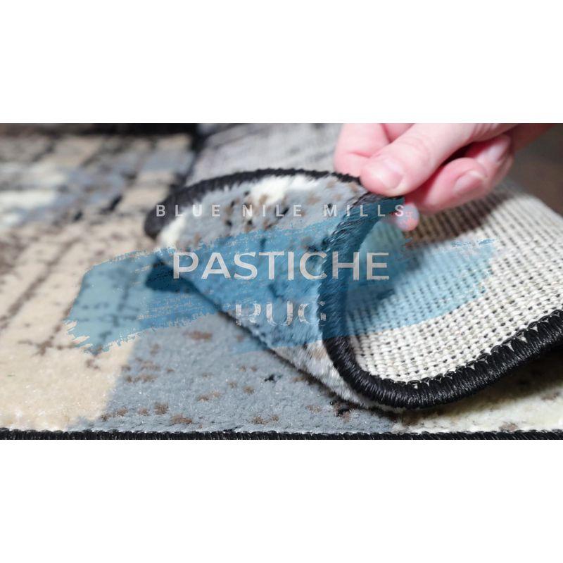 Contemporary Floral Patchwork Indoor Area Rug, 4'x6', Brown-Turquoise - Blue Nile Mills