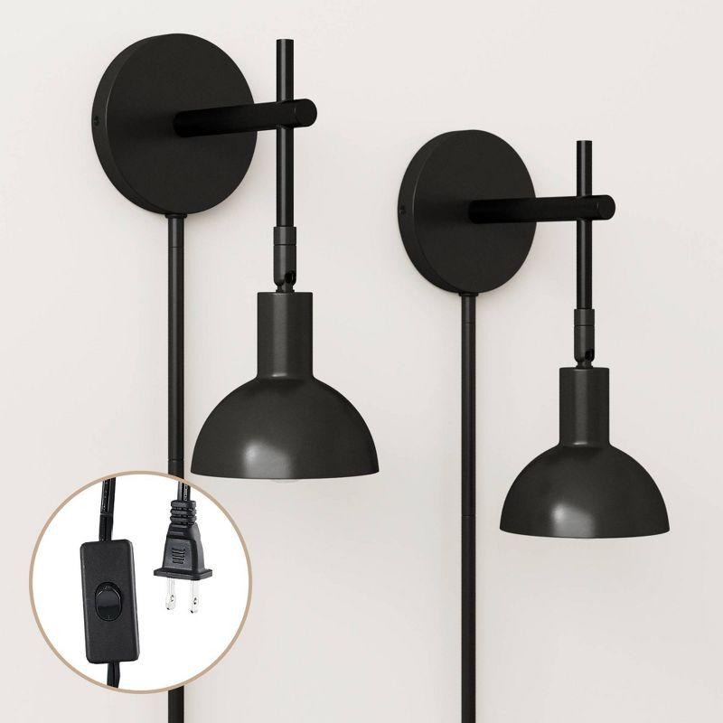 Nathan James 2-Pack Metal Plug-in Armed Wall Sconce Set
