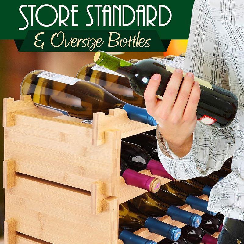 SereneLife Bamboo Stackable Wine Rack