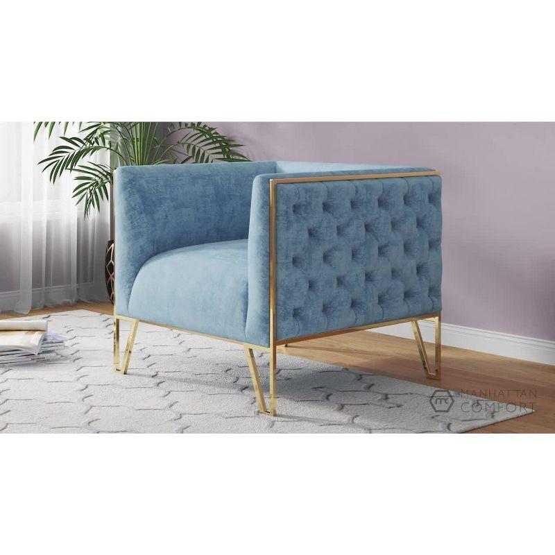Set of 2 Vector Velvet Accent Chairs Ocean Blue - Manhattan Comfort: Plush, Tufted, No Assembly Required
