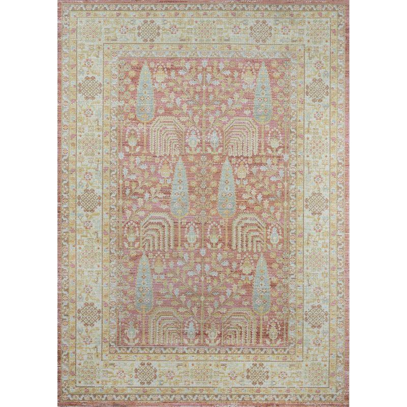 4'x6' Isabella Matilda Area Rug Pink - Momeni: Bohemian Chevron Pattern, Medium Pile, Indoor Use, Polyester