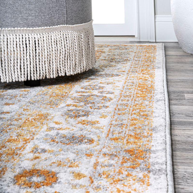 Indhira Orange and Cream Medallion 4' x 6' Area Rug