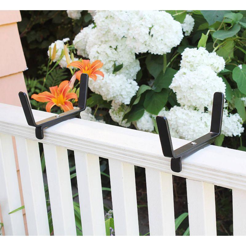 Small Galvanized Metal Rectangular Planter Box with Brackets for 2" x 4" Railings Cape Cod White - ACHLA Designs