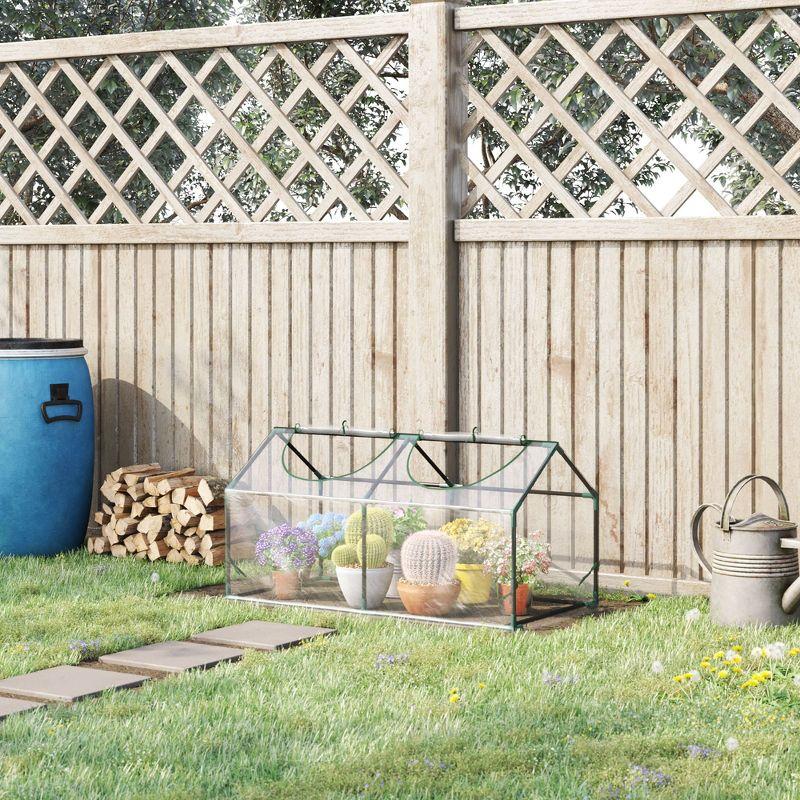 Clear PVC Portable Mini Greenhouse with Zippered Windows