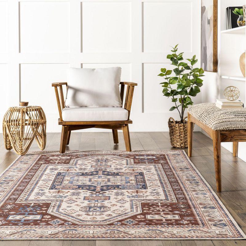Nuloom Órla Bordered Pet Friendly Machine Washable Area Rug, 4' x 6', Rust