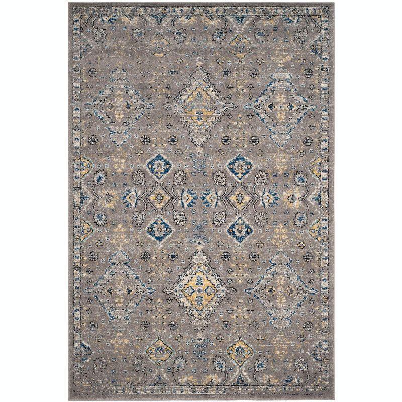 Evoke EVK224 Power Loomed Area Rug - Dark Grey/Yellow - 5'3"x7'6" - Safavieh.
