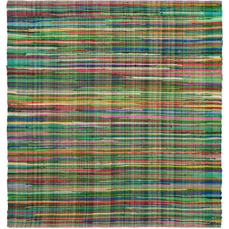 Petar Striped Multicolor Square Handwoven Wool-Cotton Rug 6' x 6'