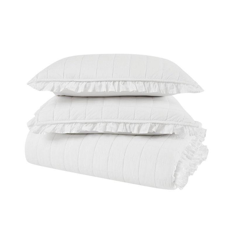 The Farmhouse by Rachel Ashwel Ruffled Washed Cotton White Quilt Set