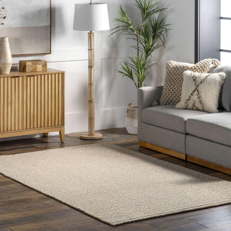 Ivory Flatweave Wool Blend Rectangular Area Rug