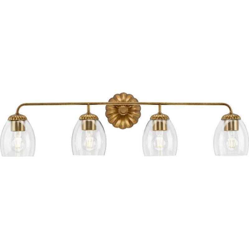 Progress Lighting Quillan 4-Light Vanity Light, Gold Ombre, Clear Glass Shades