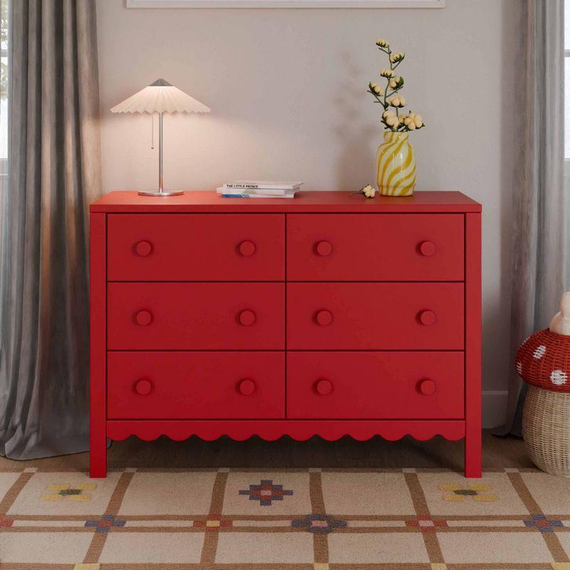 DaVinci Sammy Scallop 6 Drawer Dresser - Tomato Red