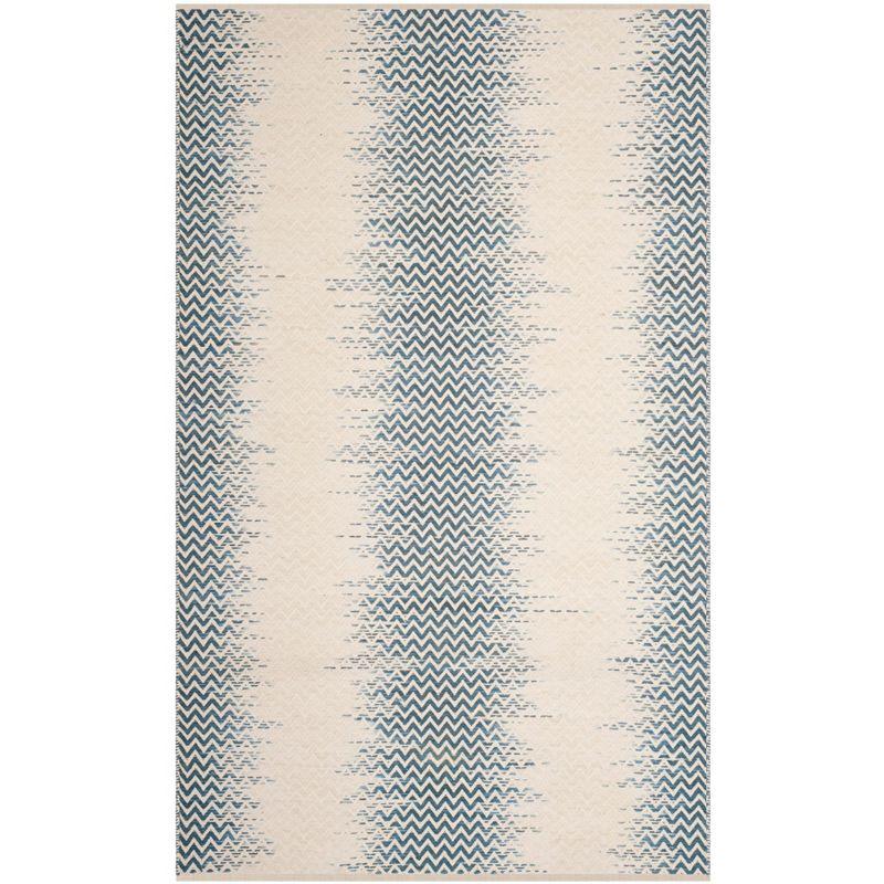 Cotton Kilim KLC121 Hand Woven Area Rug - Blue/Ivory - 4'x6' - Safavieh