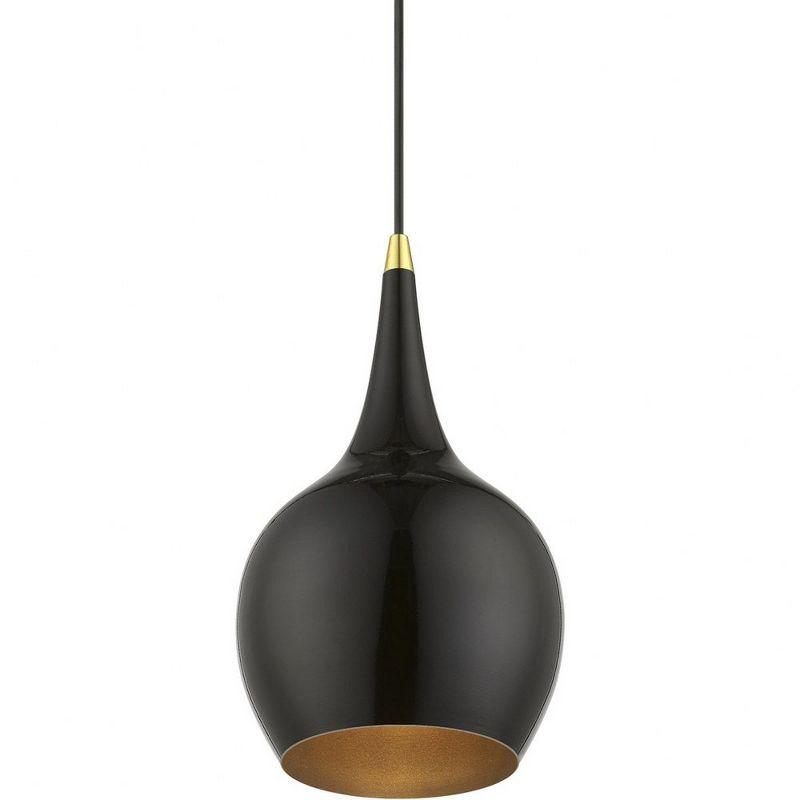 Shiny Black and Polished Brass Mini Pendant Light