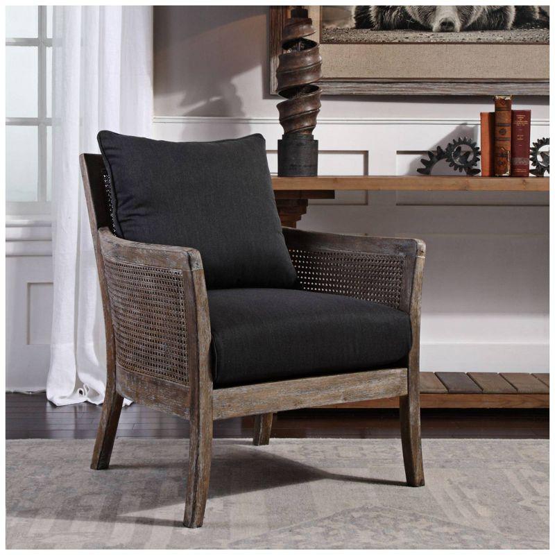 Uttermost Encore Dark Gray Fabric and Wood Accent Armchair