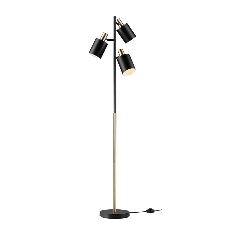 Adjustable 67'' Matte Black 3-Light Track Tree Floor Lamp