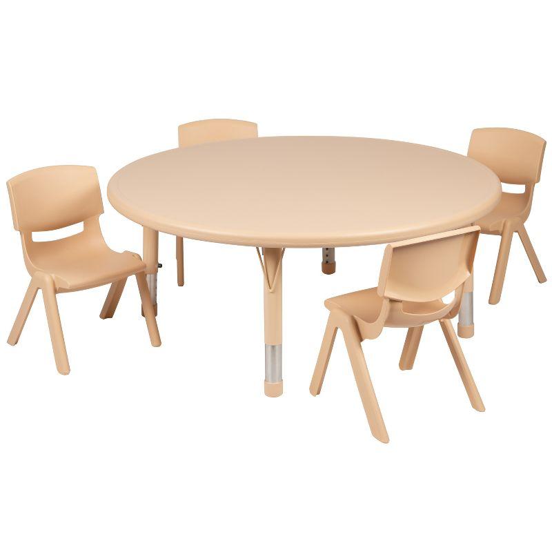 Goddard Round Plastic Height Adjustable Activity Table Set with 4 Chairs