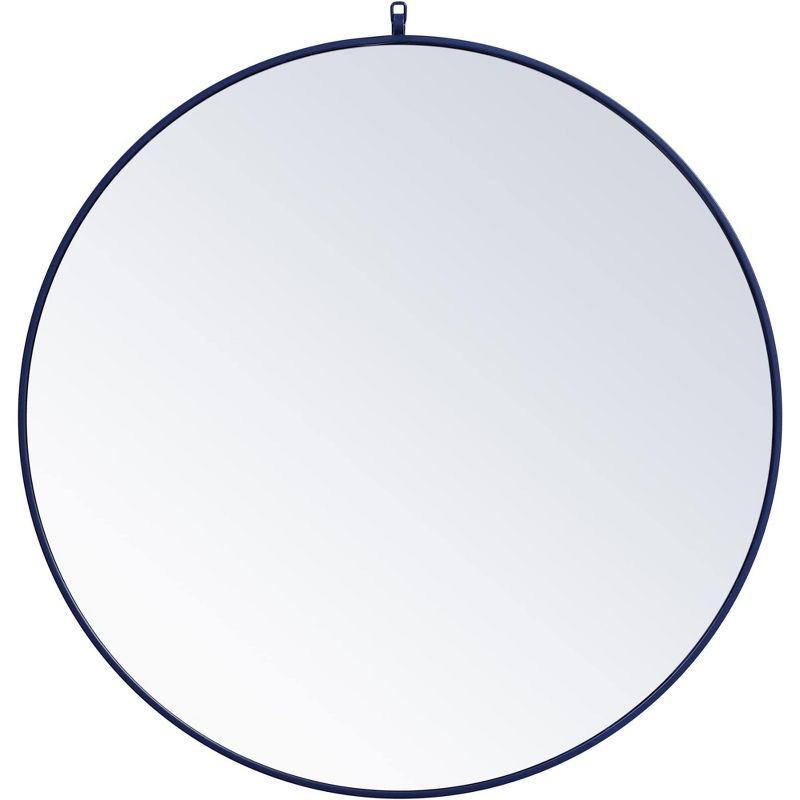 Elegant Lighting Metal frame round mirror with decorative hook 39 inch in Blue